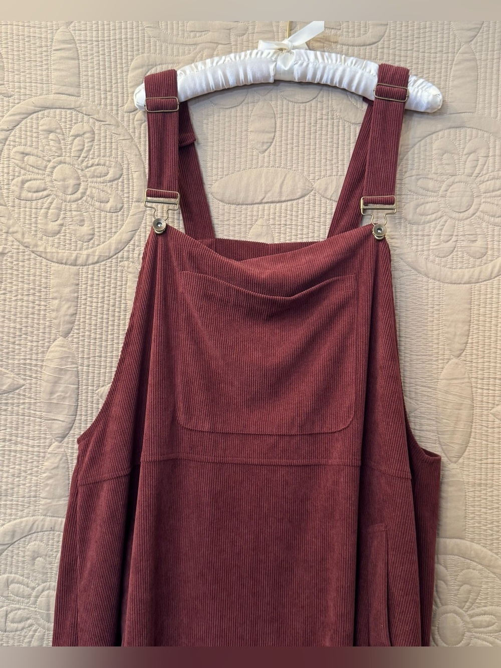 Burgundy Corduroy Bib Overall/Jumpsuit - Picture 2 of 9